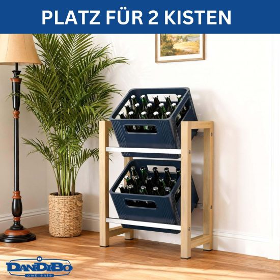 DanDiBo beverage crate rack 2 crates wood bamboo stainless steel look 96657 drinks rack crate rack beverage crate holder drinks rack beer crate rack