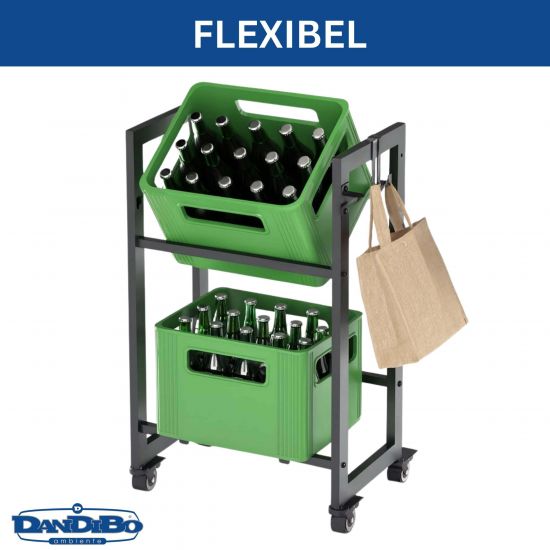 DanDiBo crate rack 2 beverage crates with grid hooks castors slim metal black 96649 beverage rack crate shelf drink storage container