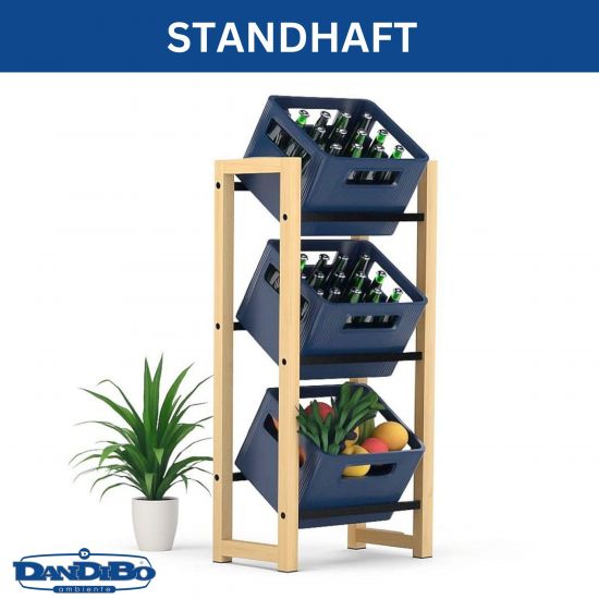 DanDiBo Getränkekistenregal 3 Kisten Holz Bambus Metall 96656 Getränkeregal Kistenregal Getränkekistenhalter Getränke Regal Bierkistenregal