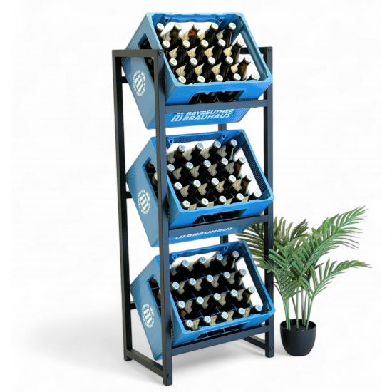 DanDiBo Beverage Crate Rack 3 Crates Slim Metal Standing 96599 Crate Rack Beverage Crate Holder 47 cm Beverage Rack