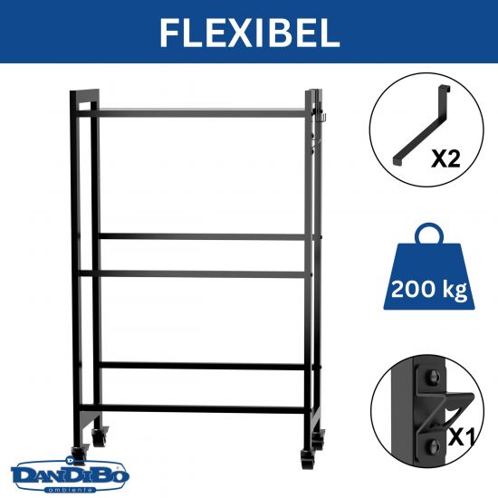 DanDiBo beverage crate shelf 4 crates with storage surface wheels hooks metal black 96651 beverage shelf crate shelf drinks shelf