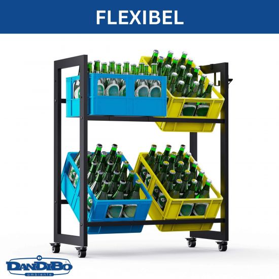 DanDiBo beverage crate rack for 4 crates with grid hooks wheels metal black 96650 beverage rack crate shelf