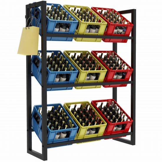 DanDiBo Bottle Crate Rack 9 Crates 96633 Beverage Rack Crate Holder Beer Crate Shelf Water Bottle Storage Shelf