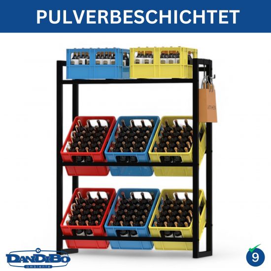 DanDiBo Bottle Crate Rack 9 Crates 96633 Beverage Rack Crate Holder Beer Crate Shelf Water Bottle Storage Shelf