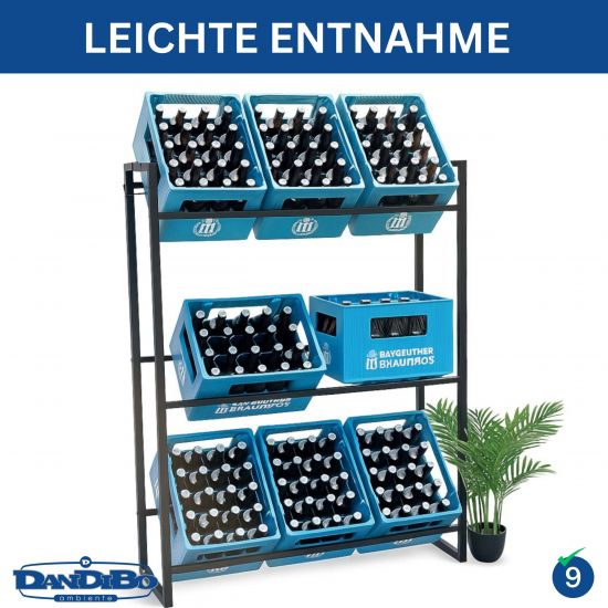 DanDiBo Bottle Crate Rack 9 Crates 96633 Beverage Rack Crate Holder Beer Crate Shelf Water Bottle Storage Shelf