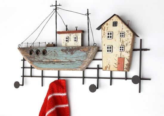 Hakenleiste Schiff MR52 Garderobenleiste Garderobe Wandgarderobe Martim Vintage Shabby Handtuchhalter Küche
