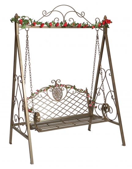DanDiBo Hollywoodschaukel Metall Braun Antik 2 Sitzer 215x150 cm Gartenschaukel 96056 Schaukel Garten Schmiedeeisen