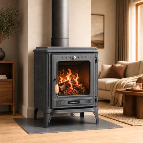Hosseven Kaminofen Holzofen Gusseisen 7 kW Holz Ofen Kamin 8005 Heizofen Schweden Ofen Holzkamin Mehrfachbelegung