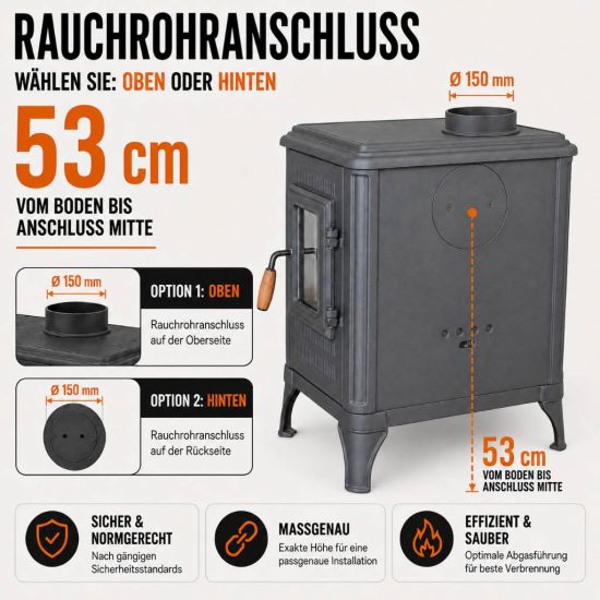 Preview: Hosseven Kaminofen Holzofen Wohnzimmer Holzkamin 8005CK Panorama 3 Seiten Glas 7 kW Holz Ofen Kamin Heizofen Schwedenofen Mehrfachbelegung