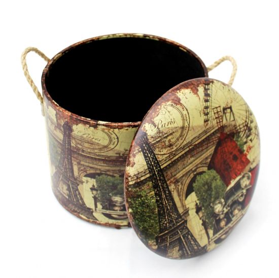 Sitzhocker Aufbewahrungsbox HK16 S Paris 27cm aus MDF mit Kunstleder überzogen Hocker Tonne
