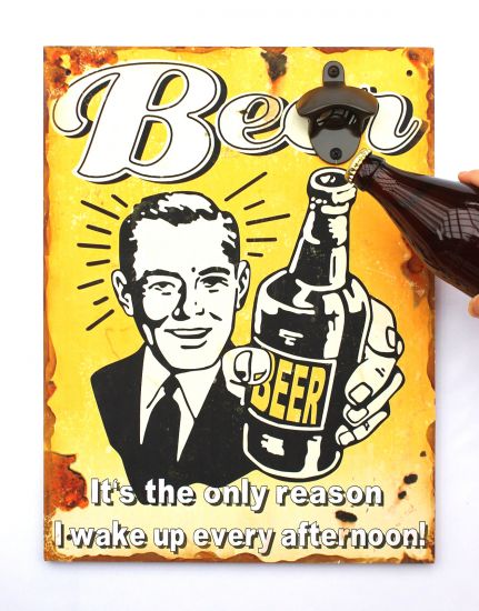 Wandbild Beer mit Flaschenöffner 40cm Bieröffner 21261 Gelb Wandflaschenöffner Öffner