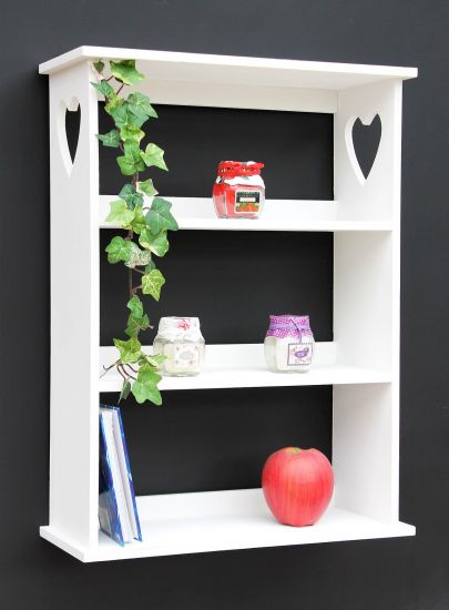 Shelf with Heart 12013 Shelf 50cm Vintage Shabby Country house Kitchen shelf white