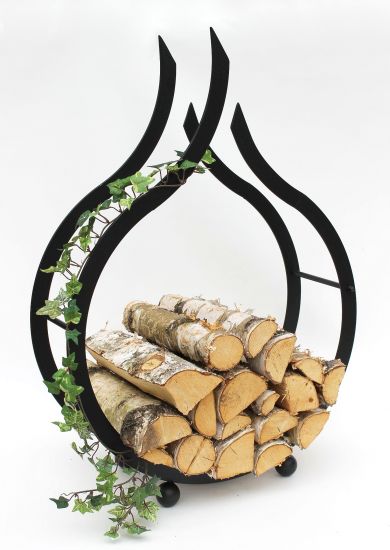 Wood rack "Flame" Chimney stand 78 cm Wooden basket Firewood holder Wooden shelf