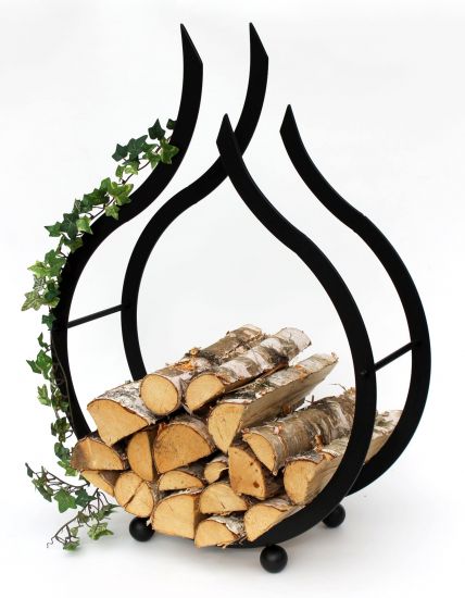 Kaminholzregal Flamme Kaminholzständer 78 cm Holzkorb Kaminholzhalter Holzregal