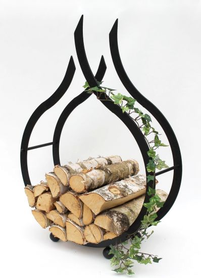 Kaminholzregal Flamme Kaminholzständer 78 cm Holzkorb Kaminholzhalter Holzregal