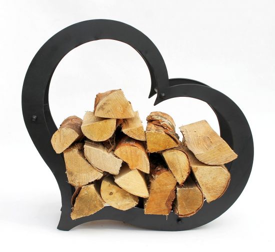 DanDiBo firewood rack indoor metal heart firewood stand 66 cm 190135 wood basket firewood holder firewood holder