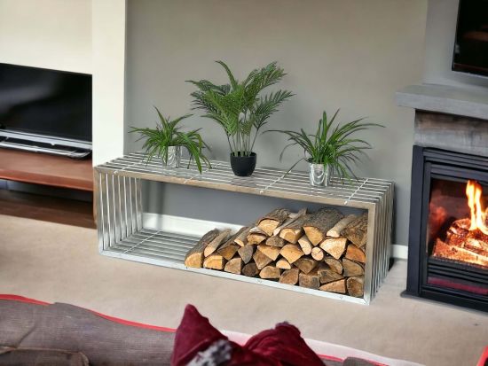 DanDiBo firewood rack indoor stainless steel metal firewood stand 96429 firewood rack 150 cm wood basket firewood holder