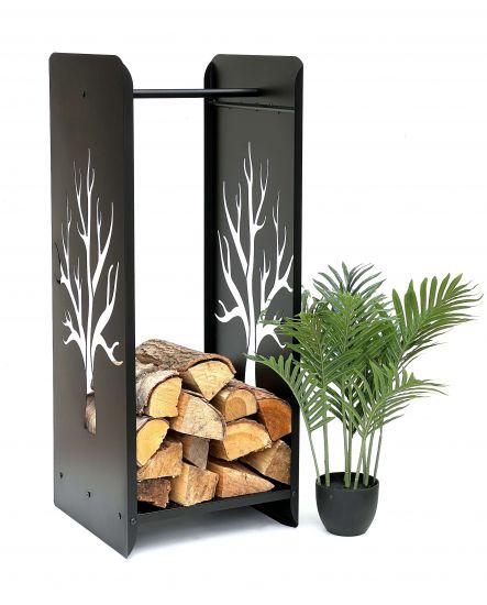 DanDiBo Firewood Rack Indoor Metal Black 100 cm Firewood Stand 96428 Slim Firewood Holder