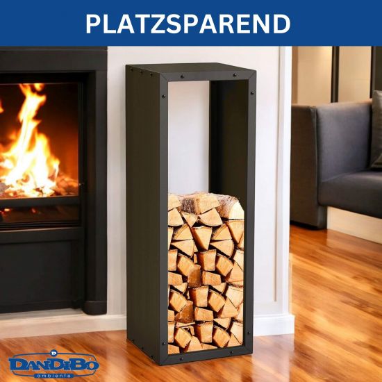 DanDiBo Kaminholzregal Innen Metall Schwarz 96600 Brennholzregal Holzaufbewahrung Kaminholzständer Feuerholzregal