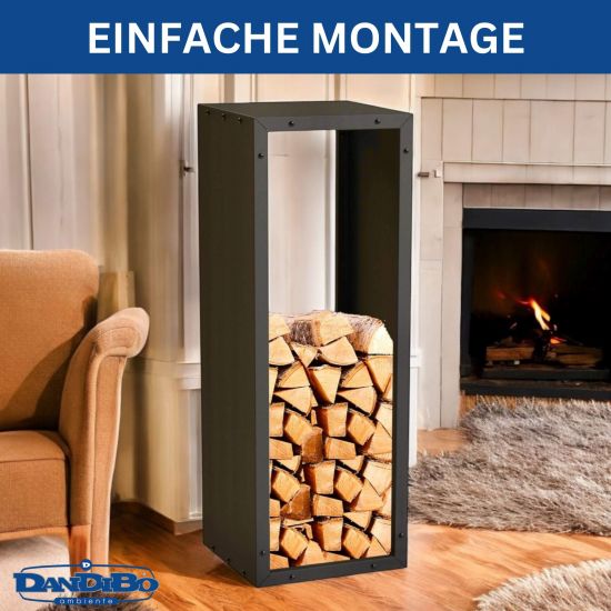 DanDiBo Kaminholzregal Innen Metall Schwarz 96600 Brennholzregal Holzaufbewahrung Kaminholzständer Feuerholzregal