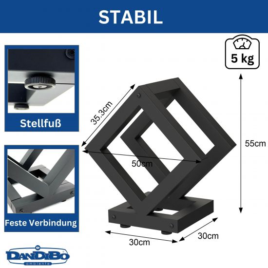 DanDiBo Firewood Rack Indoor Metal Black Cube Square 96606 Firewood Storage Log Holder Firewood Stand