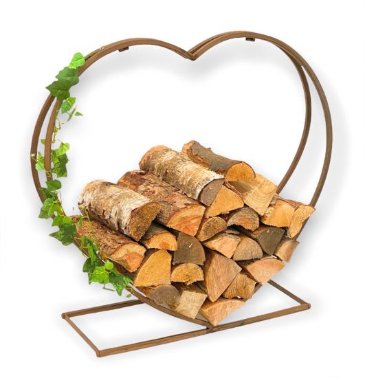 Kaminholzregal Innen Metall Herz Kaminholzständer 2013221 XL 78 cm Holzkorb Kaminholzhalter Holzregal Feuerholzhalter Deko