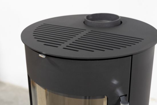 Kaminofen Dauerbrand Rund Schwarz Holzofen 9 kW Hosseven 7000 Holz Ofen Mehrfachbelegung Kamin Heizofen Dauerbrandofen