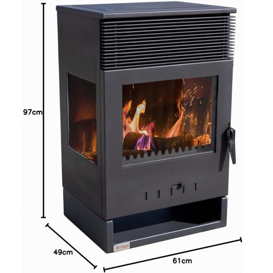 Preview: Kaminofen Panorama 3 Seitig 9 kW Dauerbrand Teba TKS 12 Kamin Holzofen 3 Seiten Ofen Holz