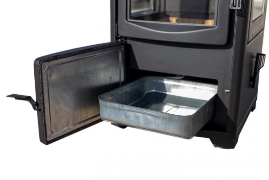 Kaminofen mit Backfach Herdplatte Panoramakamin Dreiseitig Glas Teba TKS 19 Holzofen 12 kW Kamin Ofen Holz Holzherd Kochplatte Küchenofen