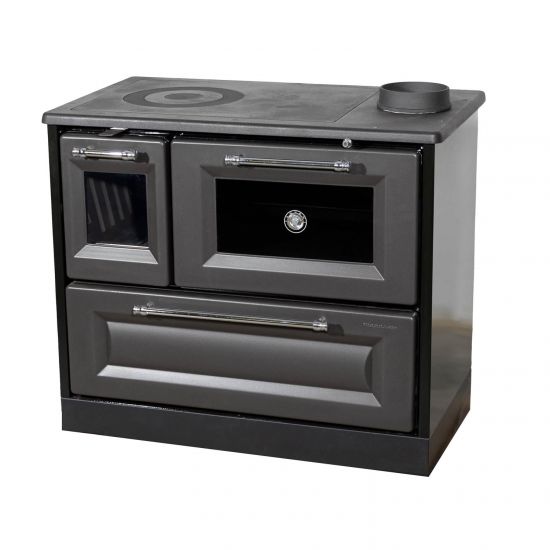 Hosseven Kaminofen mit Backfach und Herdplatte 4012 Anthrazit Holzofen 8 kW Holz Ofen Mehrfachbelegung Kamin Heizofen Küchenherd
