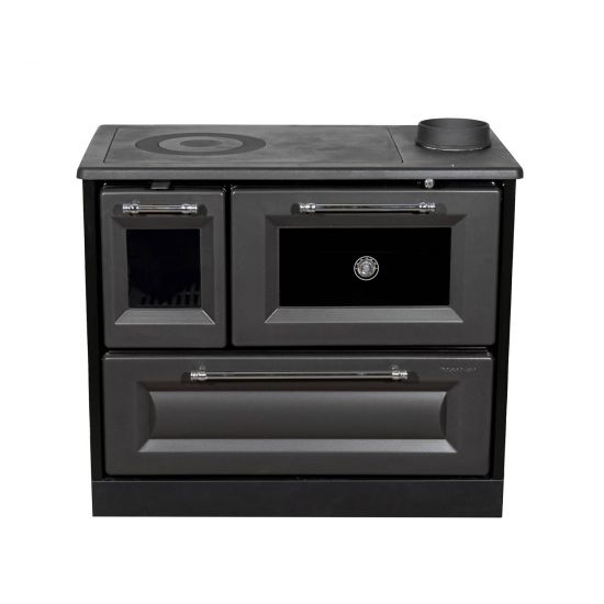 Hosseven Kaminofen mit Backfach und Herdplatte 4012 Anthrazit Holzofen 8 kW Holz Ofen Mehrfachbelegung Kamin Heizofen Küchenherd