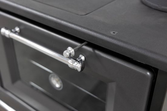 Hosseven Kaminofen mit Backfach und Herdplatte 4012 Anthrazit Holzofen 8 kW Holz Ofen Mehrfachbelegung Kamin Heizofen Küchenherd