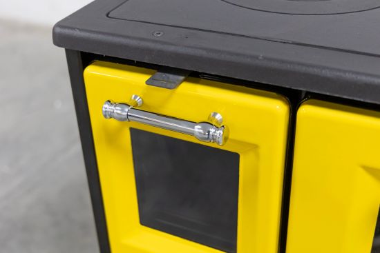 Preview: Hosseven Kaminofen mit Backfach und Herdplatte 4012 Gelb Holzofen 8 kW Holz Ofen Mehrfachbelegung Kamin Heizofen Küchenherd