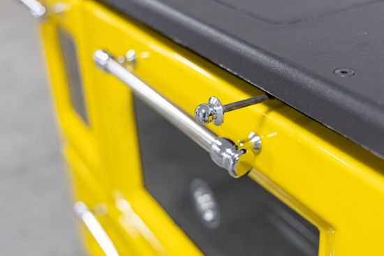 Hosseven Kaminofen mit Backfach und Herdplatte 4012 Gelb Holzofen 8 kW Holz Ofen Mehrfachbelegung Kamin Heizofen Küchenherd