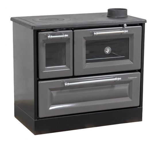 Preview: Hosseven Kaminofen mit Backfach und Herdplatte 4012 Grau Holzofen 8 kW Holz Ofen Mehrfachbelegung Kamin Heizofen Küchenherd