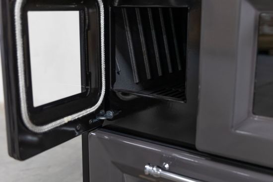 Hosseven Kaminofen mit Backfach und Herdplatte 4012 Grau Holzofen 8 kW Holz Ofen Mehrfachbelegung Kamin Heizofen Küchenherd