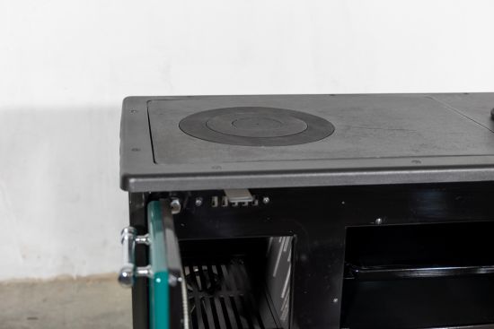 Hosseven Kaminofen mit Backfach und Herdplatte 4012 Grün Holzofen 8 kW Holz Ofen Mehrfachbelegung Kamin Heizofen Küchenherd