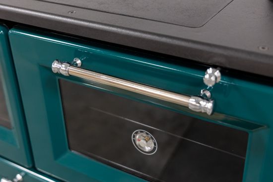 Hosseven Kaminofen mit Backfach und Herdplatte 4012 Grün Holzofen 8 kW Holz Ofen Mehrfachbelegung Kamin Heizofen Küchenherd
