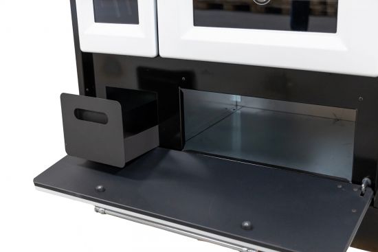 Hosseven Kaminofen mit Backfach und Herdplatte 4012 Weiß Holzofen 8 kW Holz Ofen Mehrfachbelegung Kamin Heizofen Küchenherd