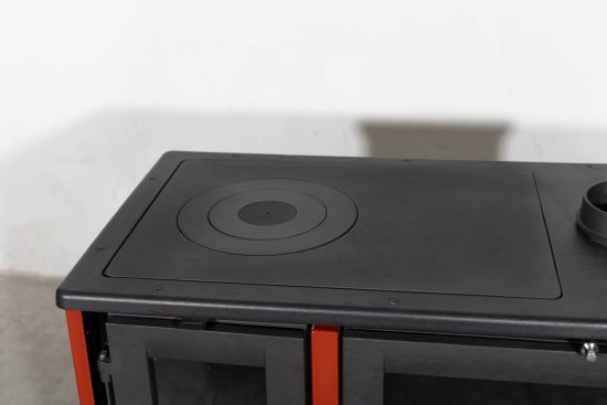 Kaminofen mit Backfach und Herdplatte 4013 Rot Holzofen 8 kW Holz Ofen Mehrfachbelegung Kamin Heizofen Küchenherd