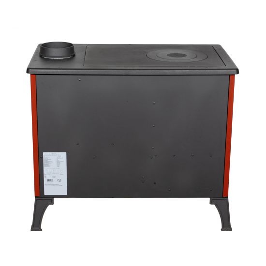 Kaminofen mit Backfach und Herdplatte 4013 Rot Holzofen 8 kW Holz Ofen Mehrfachbelegung Kamin Heizofen Küchenherd
