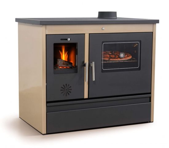 Kaminofen mit Backfach und Herdplatte 4050 Lotus Classic Beige Holzofen 11 kW Holz Ofen Mehrfachbelegung Kamin Heizofen Küchenherd