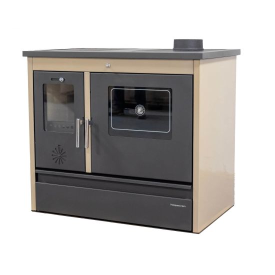 Preview: Kaminofen mit Backfach und Herdplatte 4050 Lotus Classic Beige Holzofen 11 kW Holz Ofen Mehrfachbelegung Kamin Heizofen Küchenherd