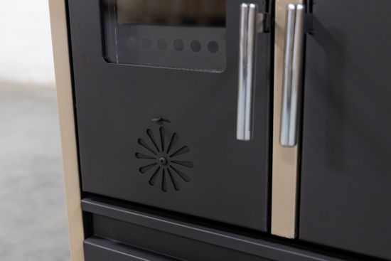 Kaminofen mit Backfach und Herdplatte 4050 Lotus Classic Beige Holzofen 11 kW Holz Ofen Mehrfachbelegung Kamin Heizofen Küchenherd