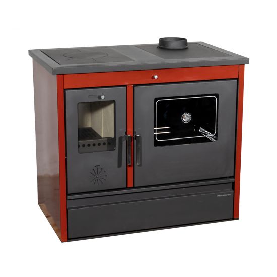 Kaminofen mit Backfach und Herdplatte 4050 Lotus Classic Rot Holzofen 11 kW Holz Ofen Mehrfachbelegung Kamin Heizofen Küchenherd