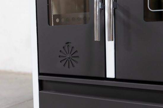 Kaminofen mit Backfach und Herdplatte 4050 Lotus Classic Weiß Holzofen 11 kW Holz Ofen Mehrfachbelegung Kamin Heizofen Küchenherd