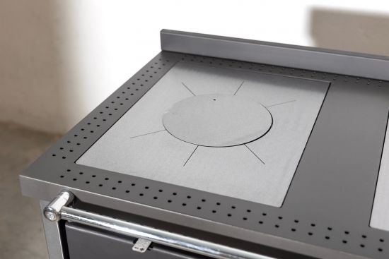 Kaminofen mit Backfach und Herdplatte 4050 Lotus Inox Grün Holzofen 11 kW Holz Ofen Mehrfachbelegung Kamin Heizofen Küchenherd