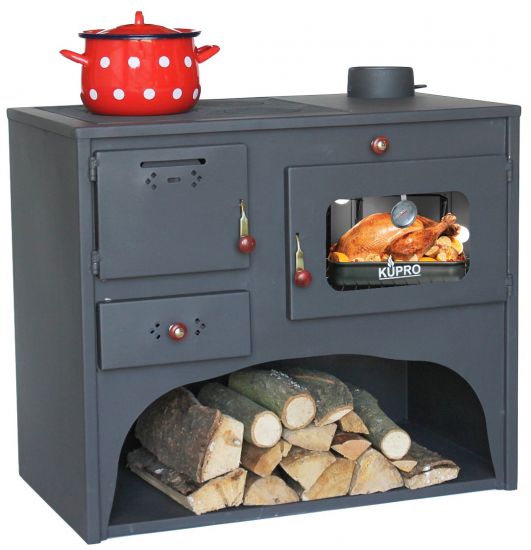 Kaminofen mit Backfach und Herdplatte 93934 7,5 kW Kamin Gartenofen Küche Outdoor Ofen Holz