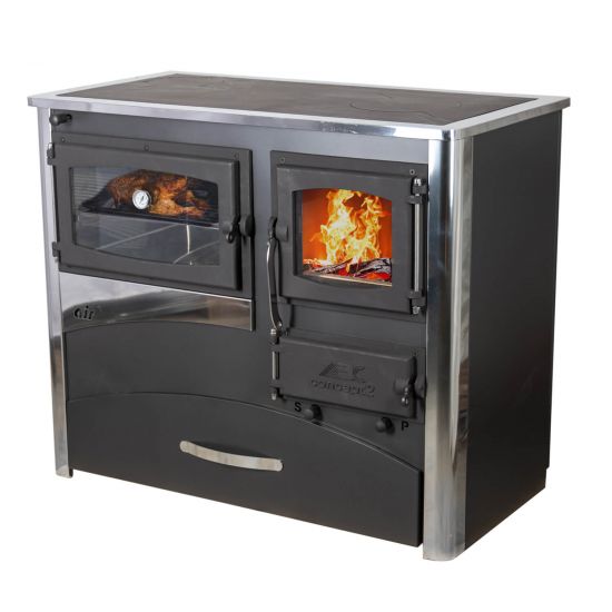 Kaminofen mit Backfach und Herdplatte ABC Concept 2 Air Links Holzofen 11,6 kW Kamin Ofen Holz Werkstattofen Schwedenofen Hüttenofen Heizofen Holzofen