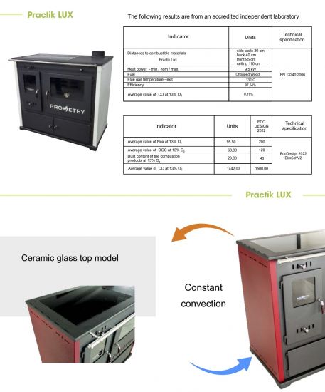 EEK A+ wood-burning stove with baking compartment and hob Pracktik Lux red wood-burning stove 9.5 kW wood-burning stove wood-burning fireplace wood-burning stove wood-burning stove wood-burning stove
